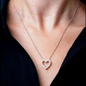 Diamond Heart Sterling Silver Pendant Necklace by Macy's New 2 Boxes 18"